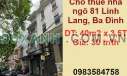 Cho thuê nhà ngõ 81 Linh Lang, quận Ba Đình, 30tr/th; 0983584758