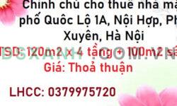 💥Chính chủ cho thuê nhà mặt phố Quôc Lộ 1A, Nội Hợp, Phú Xuyên, 0379975720