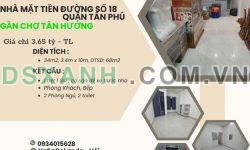 CỰC HIẾM Bán nhà MT gần chợ TÂN HƯƠNG 34m2, 2TẦNG, 3.65tỷ