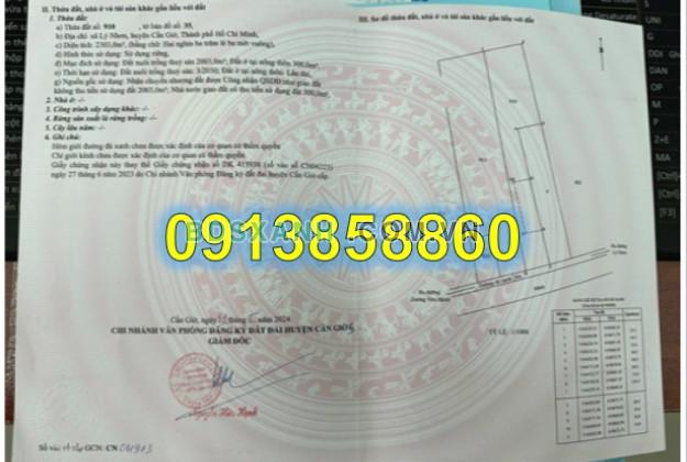 Bán lô đất đường Xương Cá Số (2) bên xã Lý Nhơn, Cần Giờ,  TPHCM, giá đầu tư; 8,5 tỉ; 0913858860