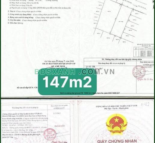 Bán Đất VIP Nguyễn Văn Khối, Phường 9, Quận Gò Vấp, 147m2, Giá Tốt