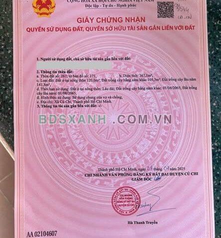 Bán đất TL2, Xã Phước Vĩnh An, H. Củ Chi, 445m2, thổ cư 120m2, 6.9 tỷ