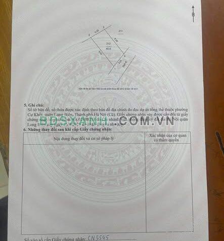 Bán đất Phường Cự Khối, Quận Long Biên 40m² giá 6.9 tỷ