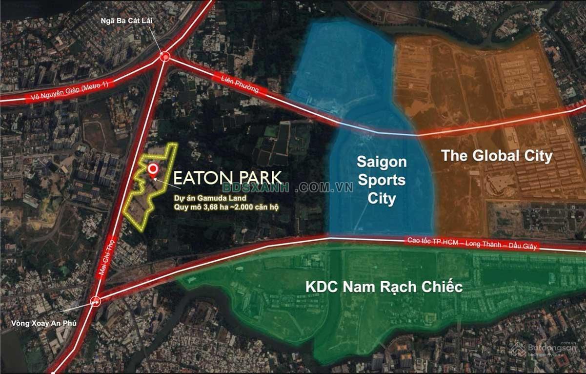Vị trí Eaton Park gần các dự án lớn như The Global City, Saigon Sport City