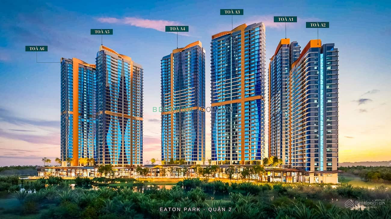 Sơ đồ tổng thể 2 phân khu và 6 tòa căn hộ Eaton Park