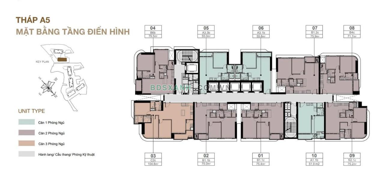 Mặt bằng tầng điển hình tháp A5 Eaton Park