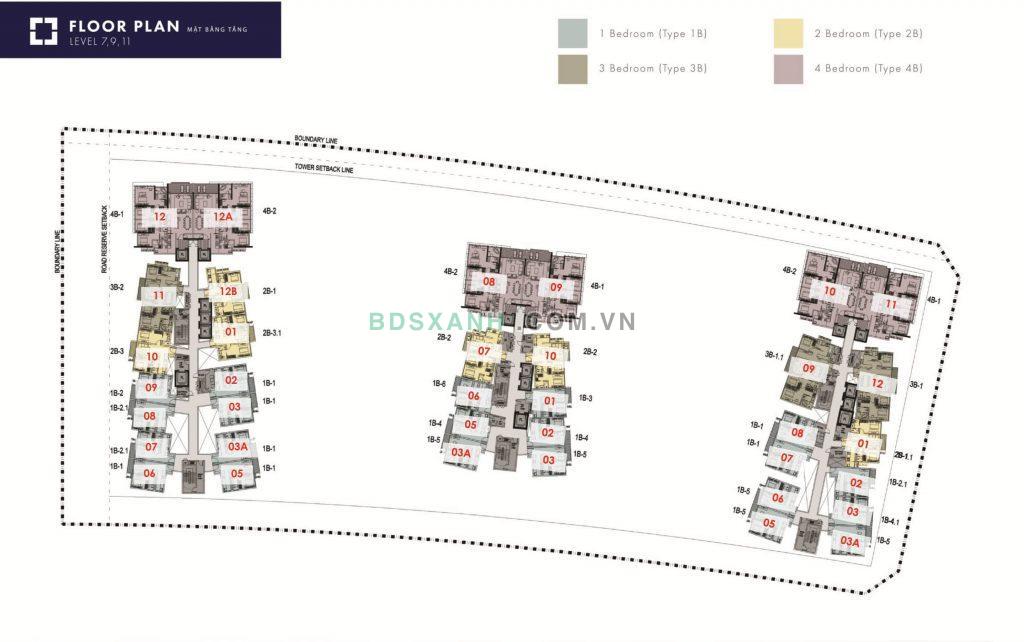 Mặt bằng tầng 7,9,11 Dự án The Galleria Residence