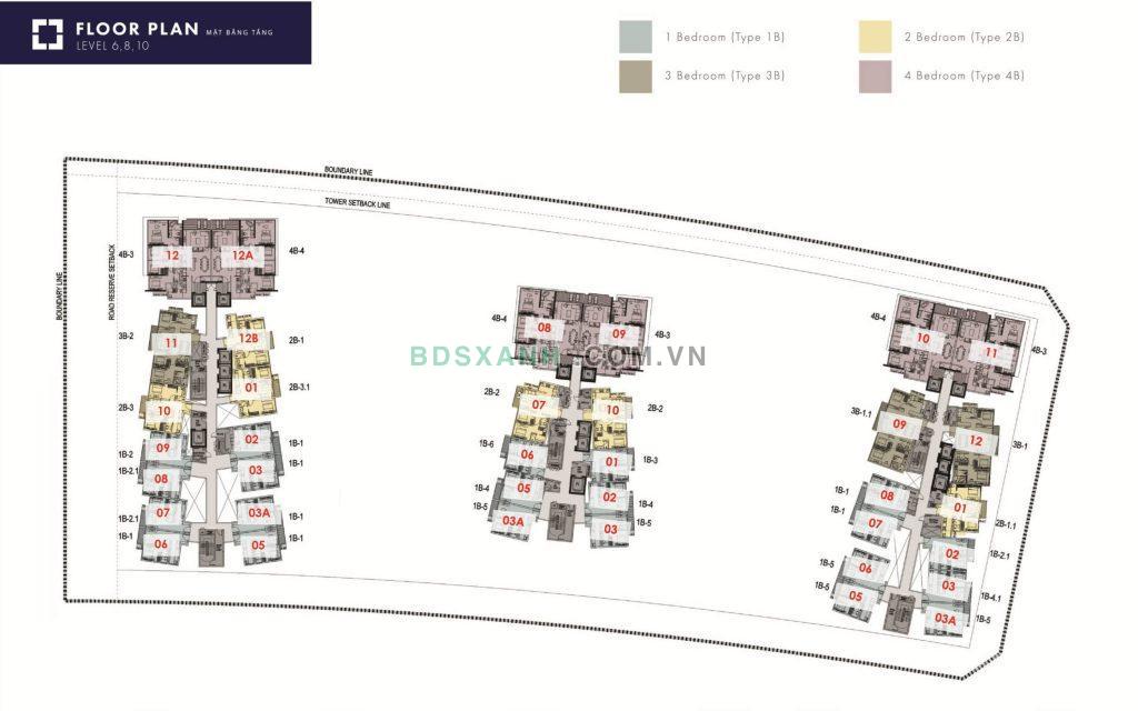 Mặt bằng tầng 6,8,10 Dự án The Galleria Residence