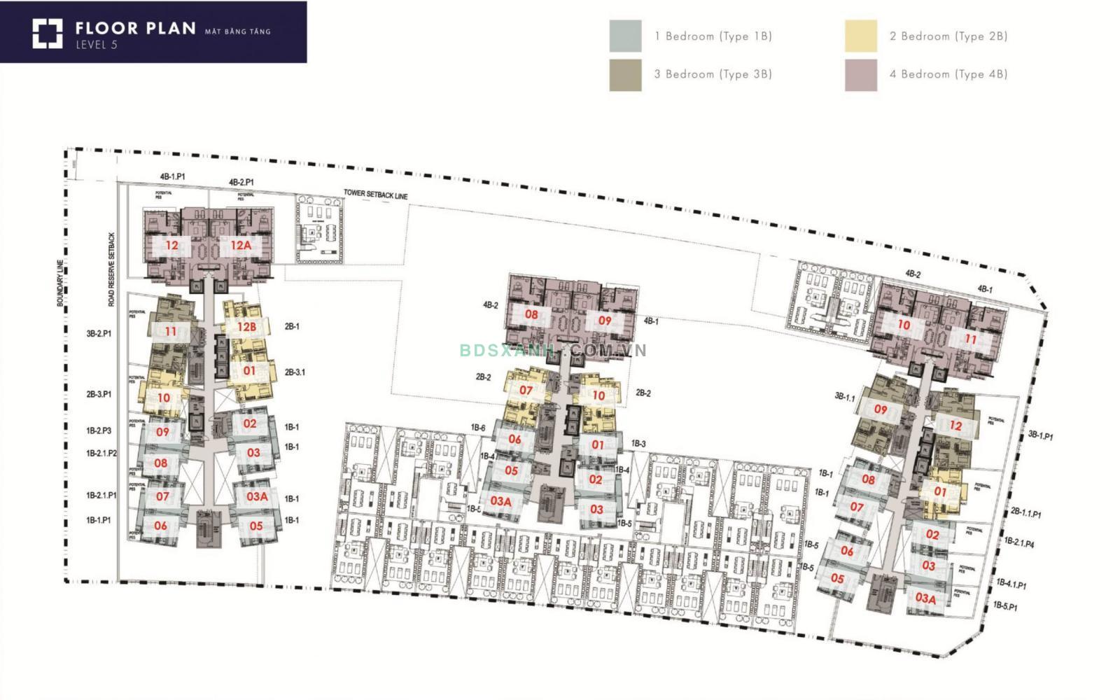 Mặt bằng tầng 5 Dự án The Galleria Residence