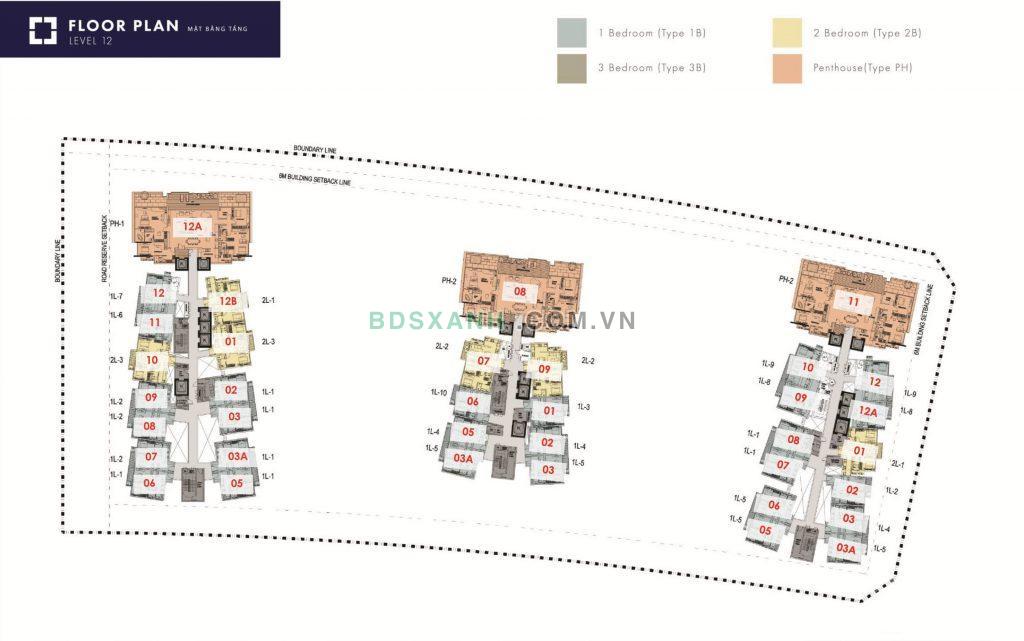 Mặt bằng tầng 12 Dự án The Galleria Residence