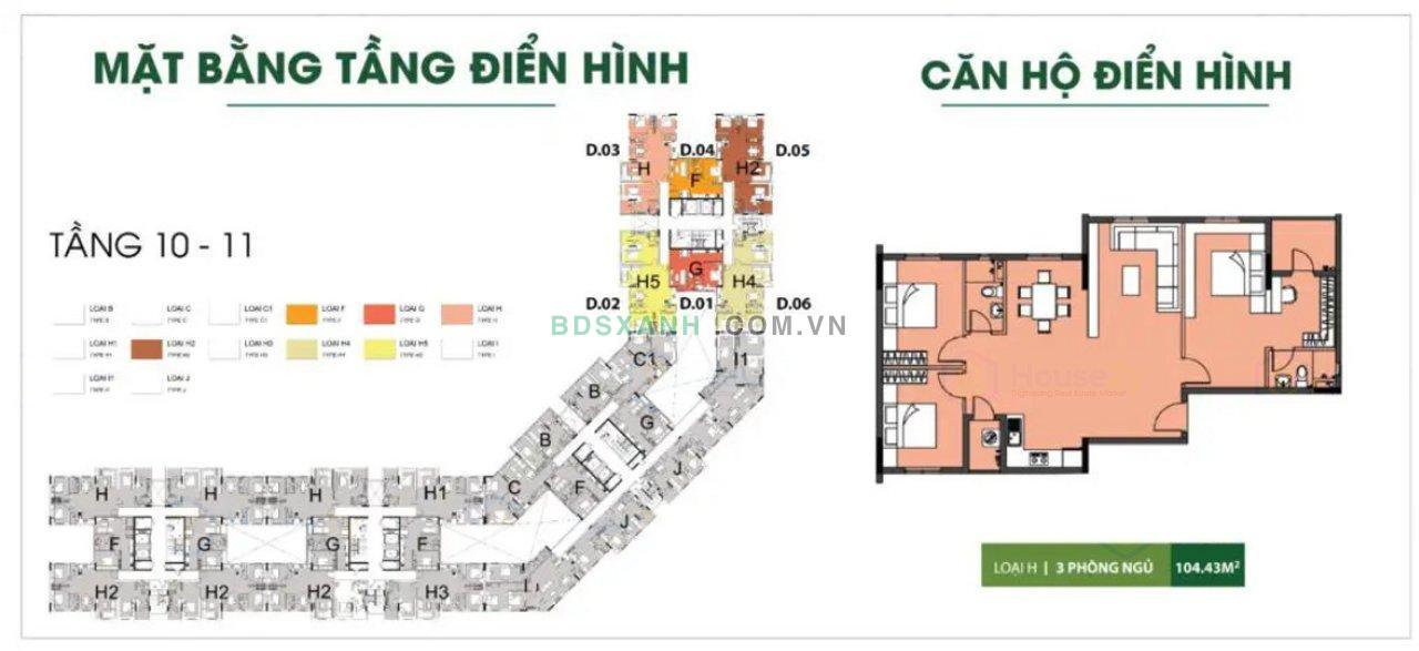 Mặt bằng tầng điển hình 10-11 Topaz Residence