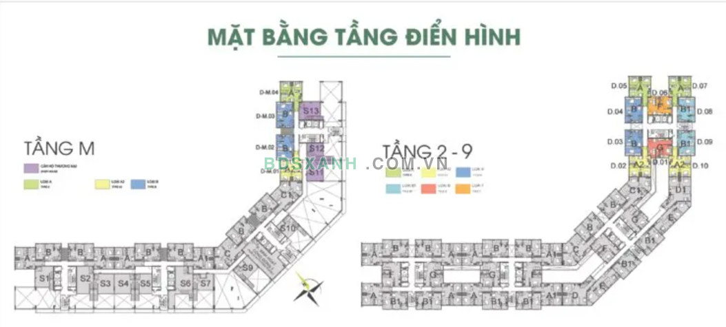 Mặt bằng tầng điển hình 2-9 Topaz Residence