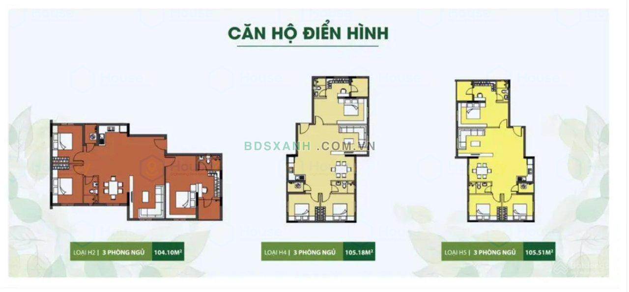 Thiết kế căn hộ 3 phòng ngủ điển hình Topaz Residence