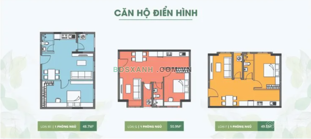 Thiết kế căn hộ 1 phòng ngủ điển hình Topaz Residence