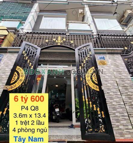 Bán nhà 2 lầu đường Tám Danh, Phường 4, Quận 8 – 3.6×13.4m – 6.6 tỷ