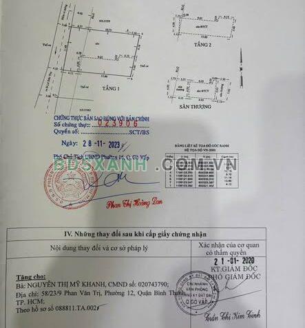 Bán Nhà Đ.9, Phường 16, Quận Gò Vấp, 11.6x18m, 16 Tỷ TL