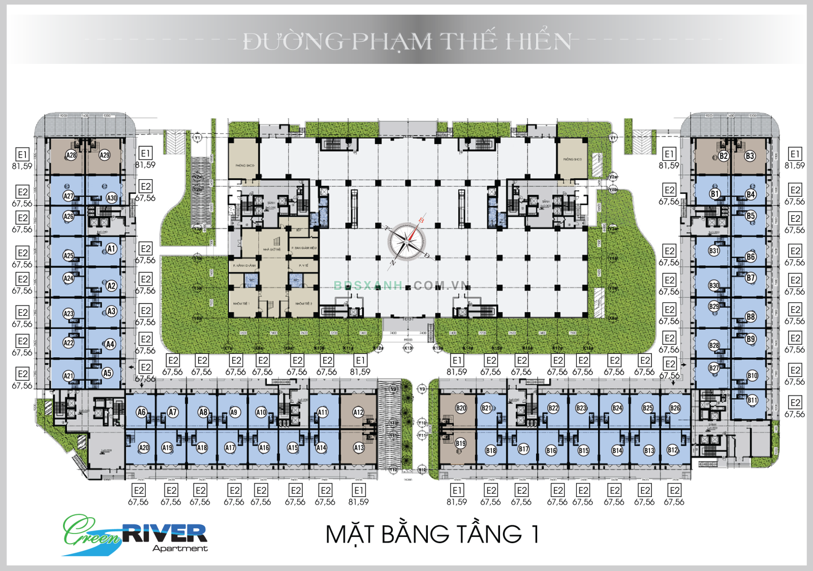 Mặt bằng tầng 1 căn hộ Green River