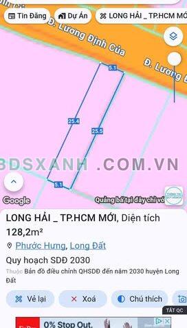 Bán đất MT Lương Định Của, Xã Phước Hưng, H. Long Điền 127.5m2, 2.55 tỷ
