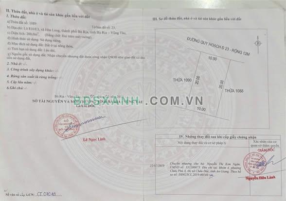 Bán Đất Ngang 7m Trục Chính Lan Anh 2, Xã Hòa Long, TP Bà Rịa 1.4 tỷ