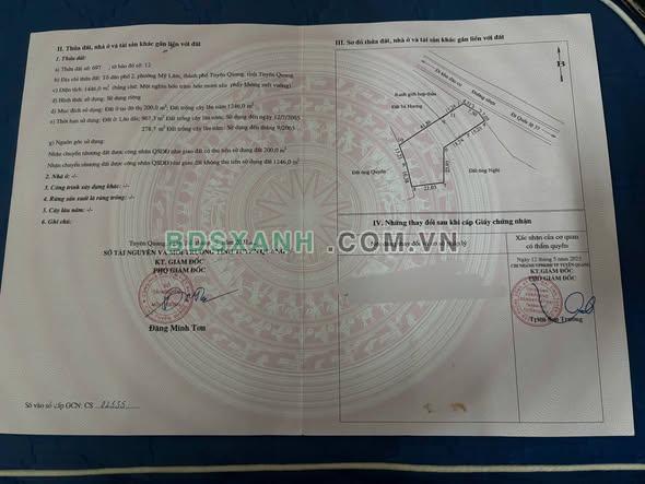 Bán 1500m² Đất P.Mỹ Lâm, TP Tuyên Quang, Tuyên Quang – Giá TL