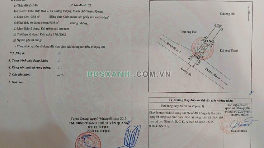 Bán Đất 96m² Ngã 3 số 5, Võ Văn Kiệt, An Tường, TP Tuyên Quang. Giá <2 tỷ