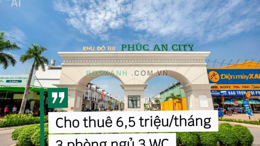 Cho thuê nhà 3 tầng Phúc An City, X. Mỹ Hạnh Nam, H. Đức Hòa, 6.5tr