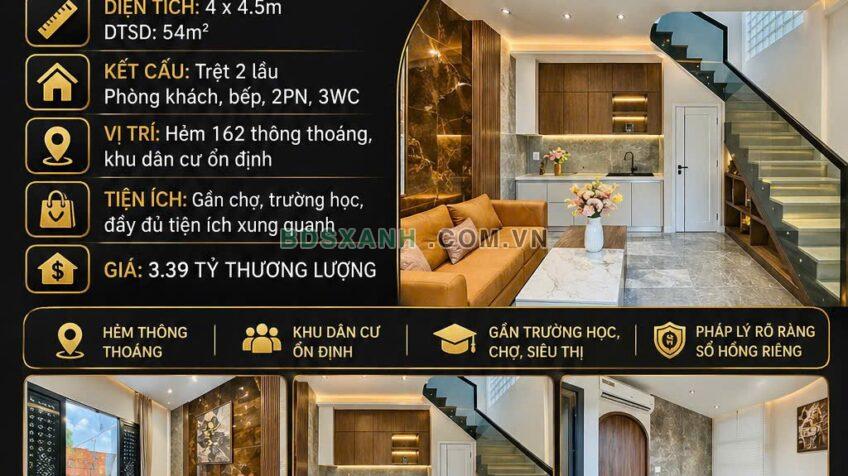 Bán nhà 162/ Nguyễn Duy Cung, Phường 12, Quận Gò Vấp, 54m2, 3.39 tỷ.